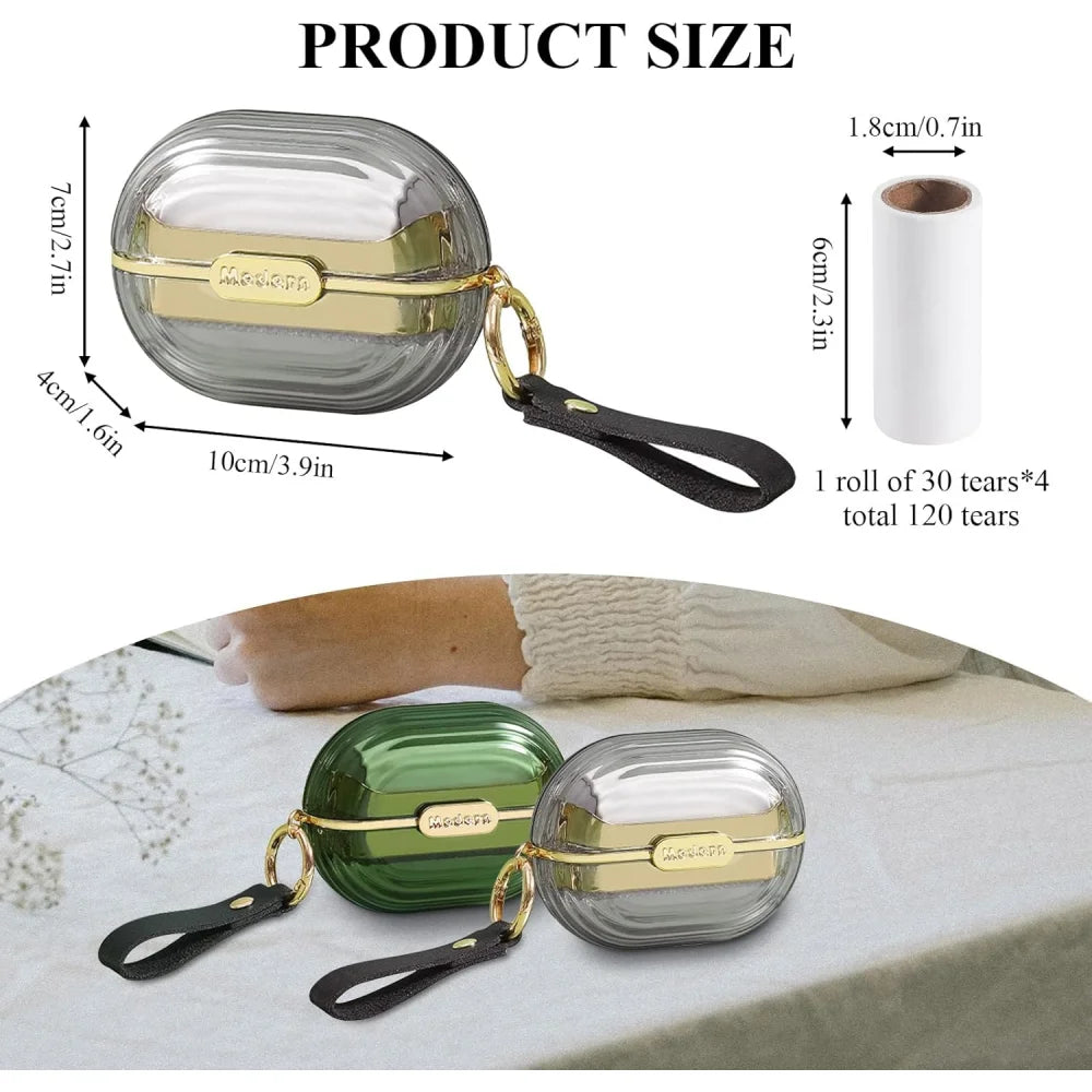 Double-Sided Travel Portable Sticky Hair Roller, Reusable Mini Dog and Cat Pet Hair Remover, with 4 Replacement Packs