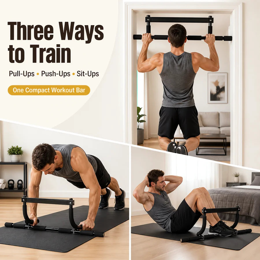 Heavy Duty Pull Up Bar for Door Frame, Adjustable Chin Up Bar with Comfortable Foam Grip, Home Gym Upper Body Training Equipment