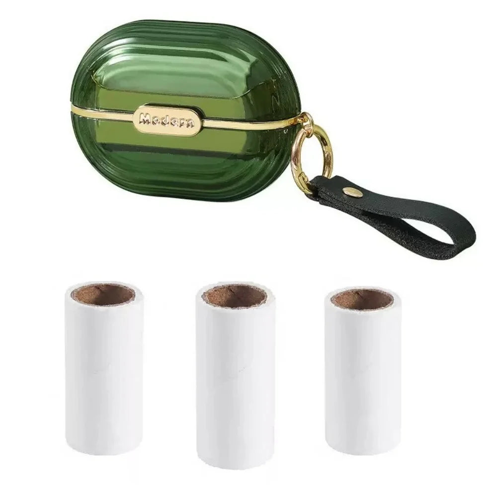 Double-Sided Travel Portable Sticky Hair Roller, Reusable Mini Dog and Cat Pet Hair Remover, with 4 Replacement Packs