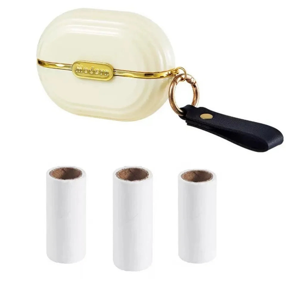 Double-Sided Travel Portable Sticky Hair Roller, Reusable Mini Dog and Cat Pet Hair Remover, with 4 Replacement Packs