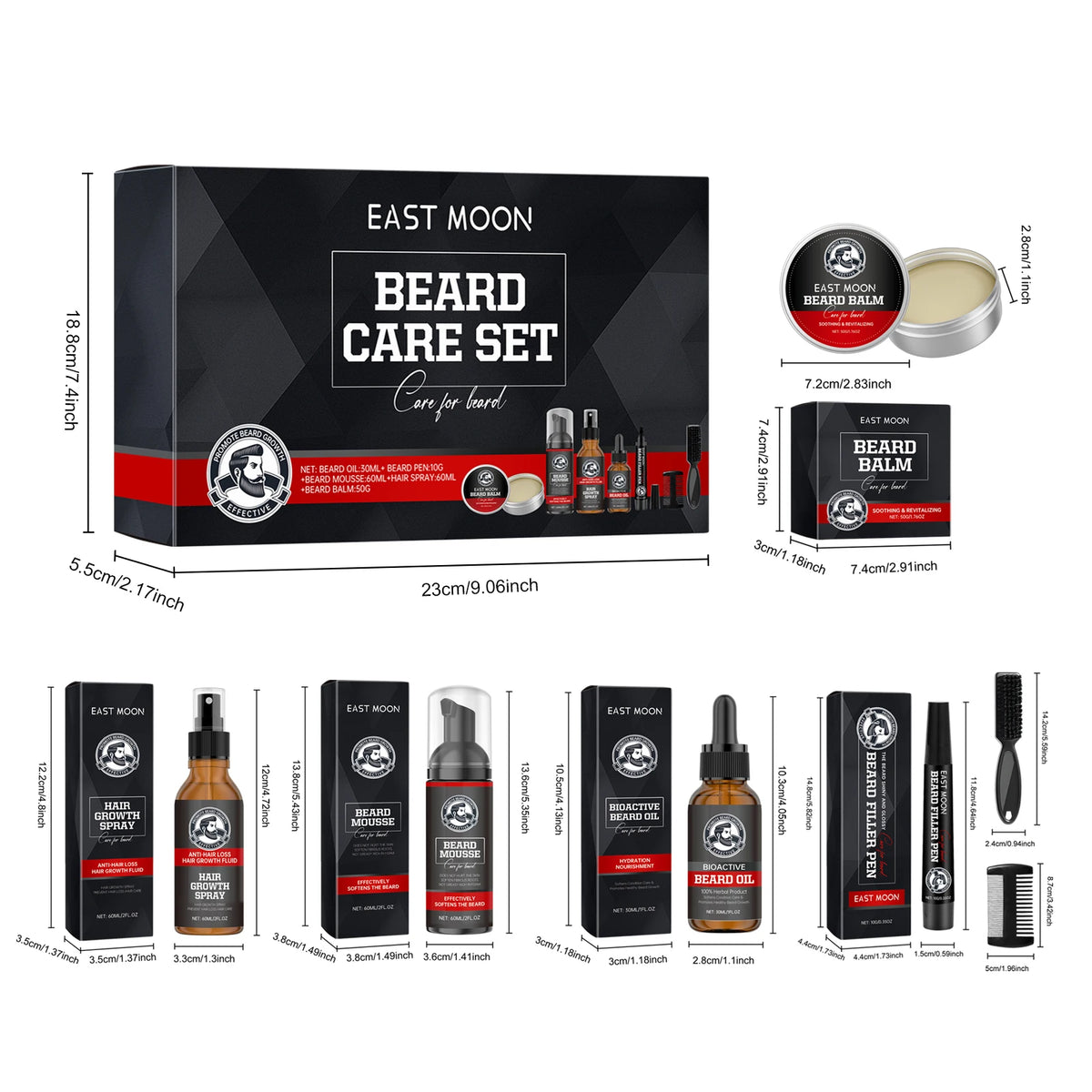 1 Set Men ‘s Beard Care Set Gentle Formula Cleaning Skin Moisturizing Enhance Smoothness Repairing Frizzing Maintain Men Beard Care Set for All Skin Types