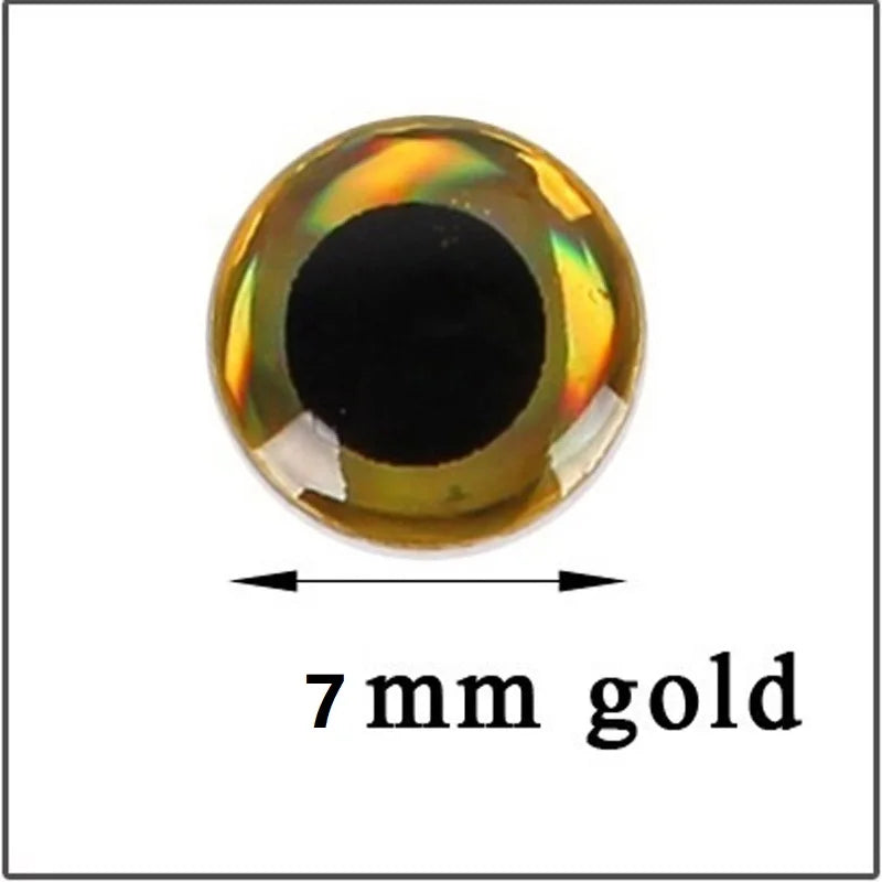 100pcs/lot 3D Eyes 7mm 8mm 9mm 10mm Holographic 3D Eyes High Transparent Fly Fishing Lure Minnow Bait DIY Fishing Tackle