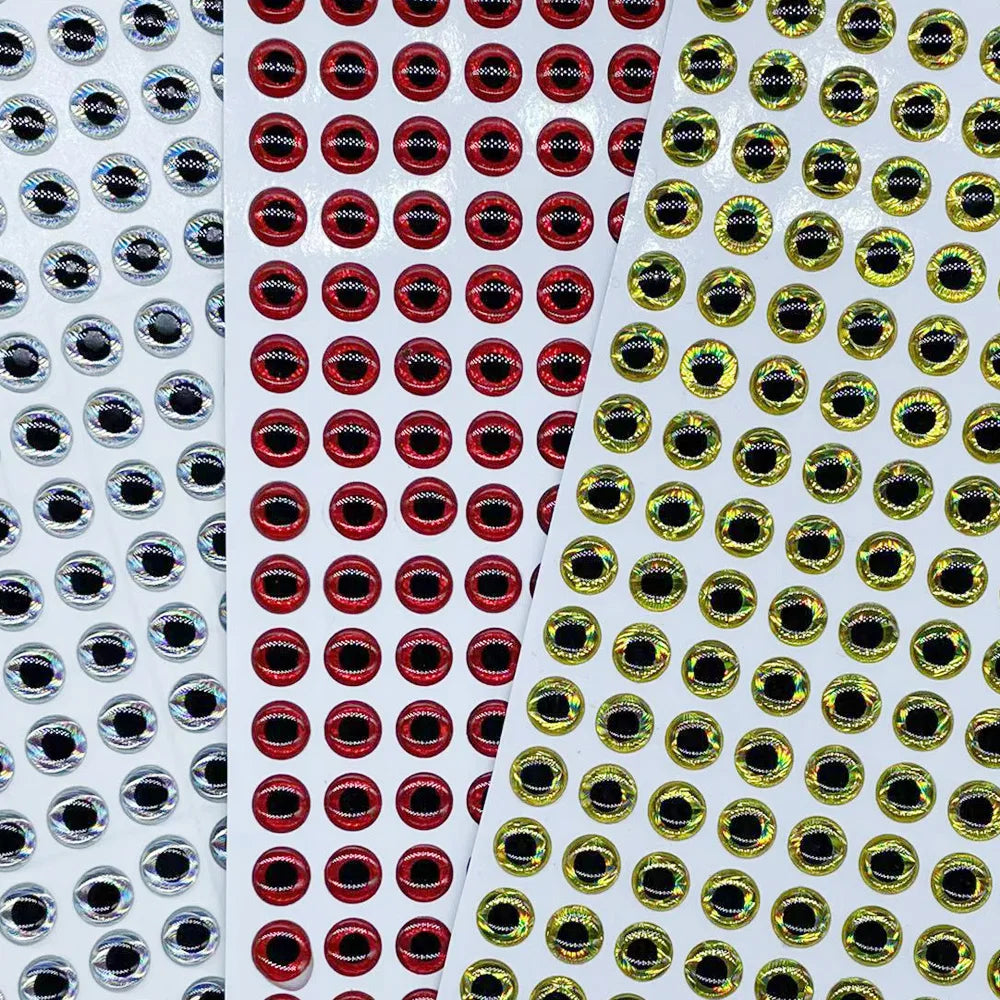 100pcs/lot 3D Eyes 7mm 8mm 9mm 10mm Holographic 3D Eyes High Transparent Fly Fishing Lure Minnow Bait DIY Fishing Tackle