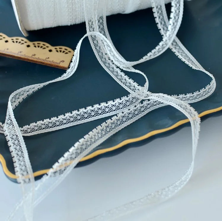 10 Meters Thin Exquisite White Black Handicrafts Embroidered Net Lace Trim Wedding Birthday Christmas Decorations 7mm