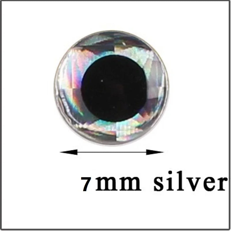 100pcs/lot 3D Eyes 7mm 8mm 9mm 10mm Holographic 3D Eyes High Transparent Fly Fishing Lure Minnow Bait DIY Fishing Tackle