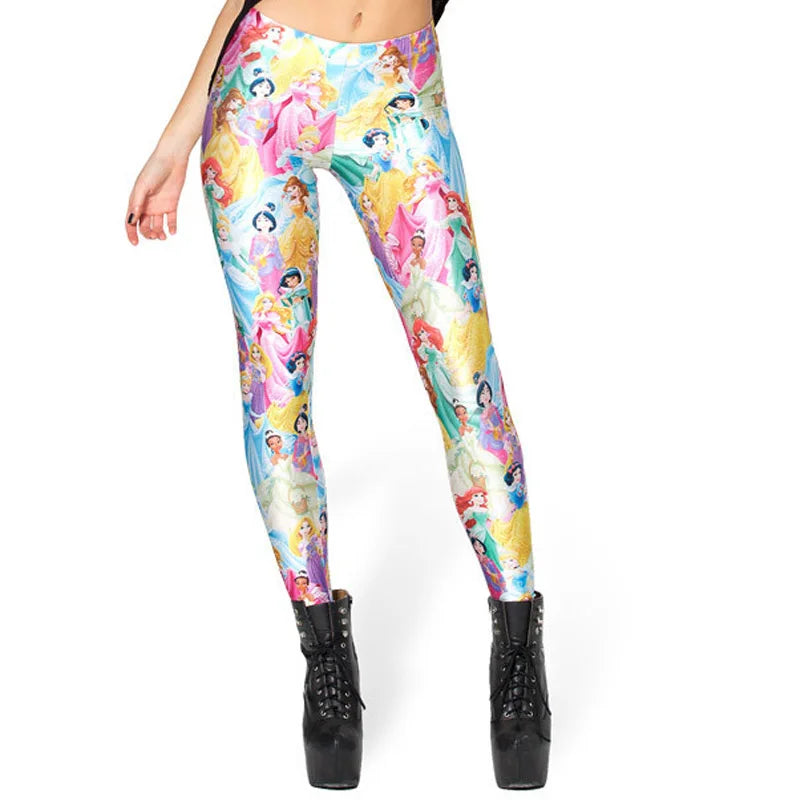 Summer Women Mermaid Printed Galaxy Leggings Animal Donald Duck Cartoon Characters  Legging Pants Black Milk Leggins G L-1467