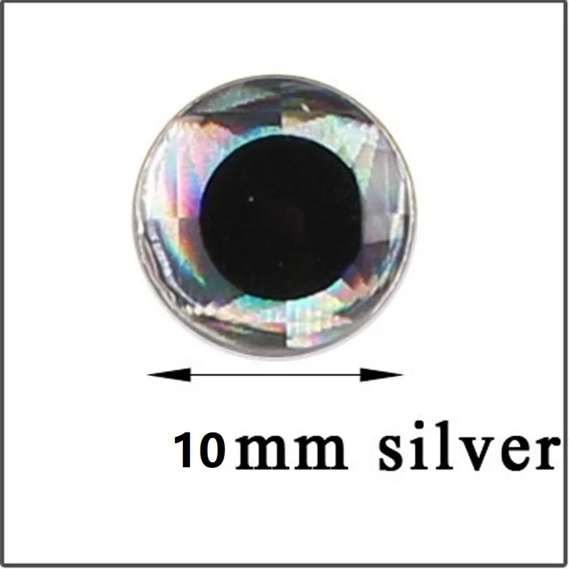 100pcs/lot 3D Eyes 7mm 8mm 9mm 10mm Holographic 3D Eyes High Transparent Fly Fishing Lure Minnow Bait DIY Fishing Tackle