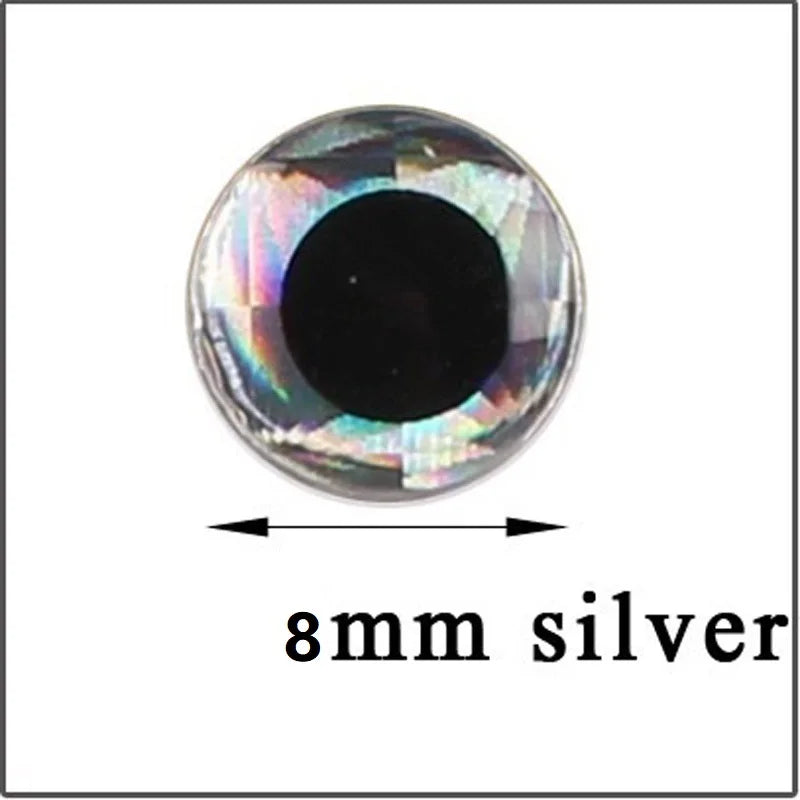 100pcs/lot 3D Eyes 7mm 8mm 9mm 10mm Holographic 3D Eyes High Transparent Fly Fishing Lure Minnow Bait DIY Fishing Tackle