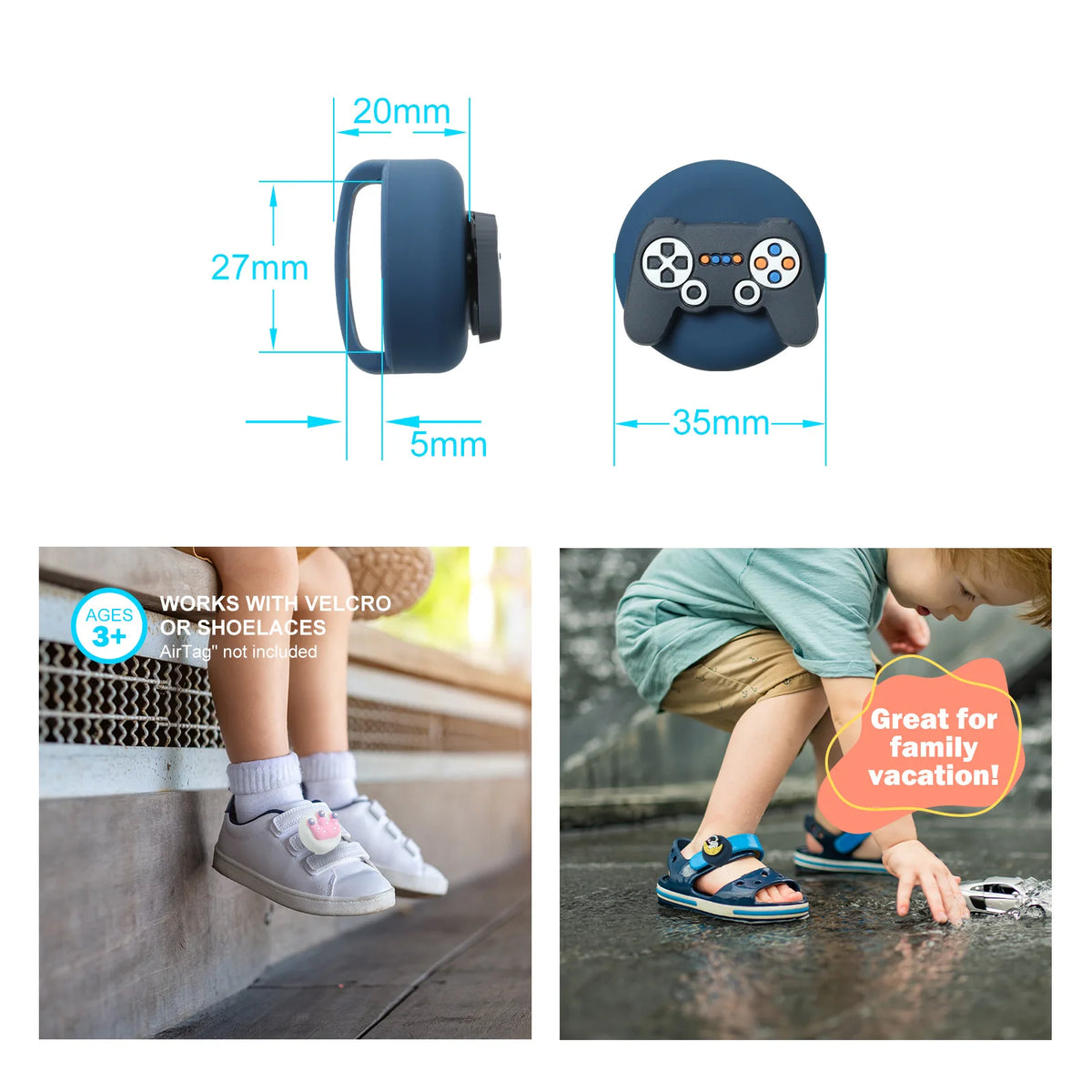Kids Shoelace AirTag Holder Case,Waterproof Silicone GPS Tracker Accessories for Toddler Children's Shoes & Straps