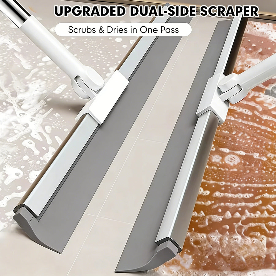 Heavy-Duty Floor Broom & Pet Hair Remover - Non-Stick Bristles Long Ergonomic Handle - Widened Lengthened for All Floors & Glass