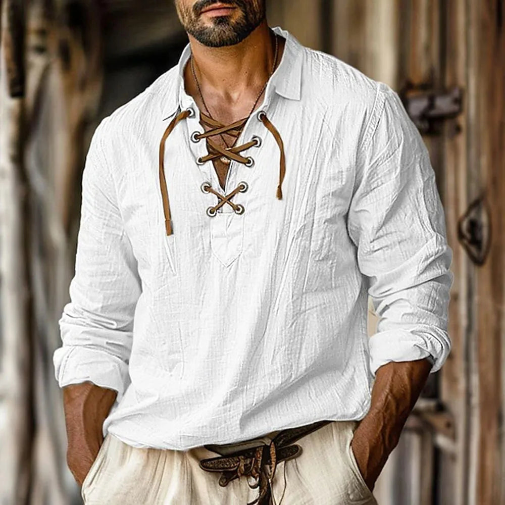 European-and-American-Men's-New-Lapel-Loose-Shirt-Men's-Shirt-Linen-Shirt-Viking-Style-Pirate-Shirt-Summer-Beach-Shirt