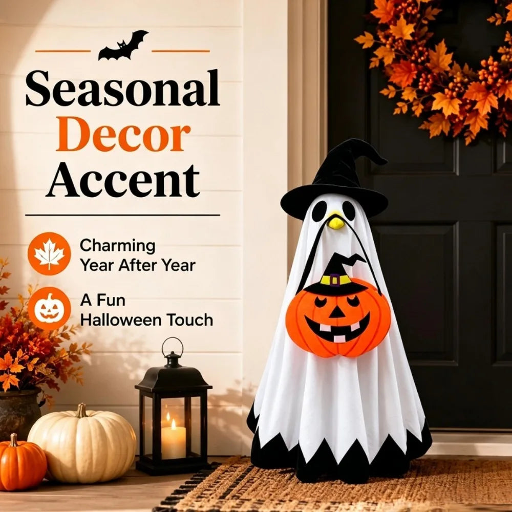 Porch Goose Halloween Costume Terrifying Ghost Cloak Witch Hat Pumpkin Bag Set Suitable 23 Inch Lawn Goose Statue Goose Clothes