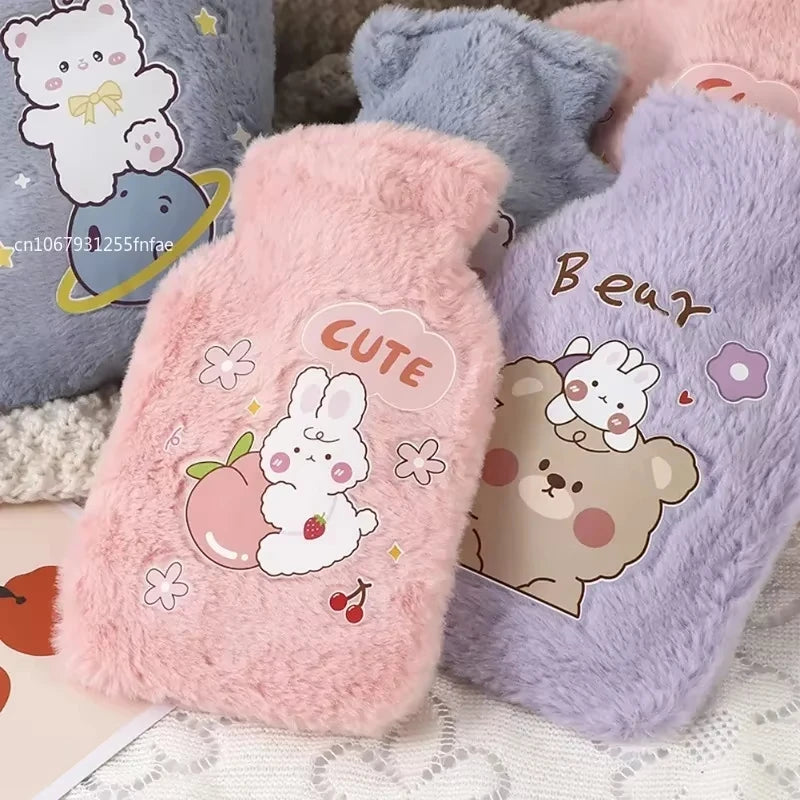 Cartoon Warm Hot Water Bottle Bag Girl Warm Belly Warmer Filled Mini Explosion-proof Portable Winter Reusable Hand Warmer