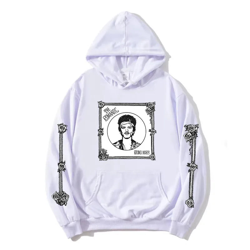The Romantic Tour Hoodie BRUNO MARS Singer Design Sweatshirt Long Sleeve Loose Hooded Pullovers Women Men Clothing Print Merch