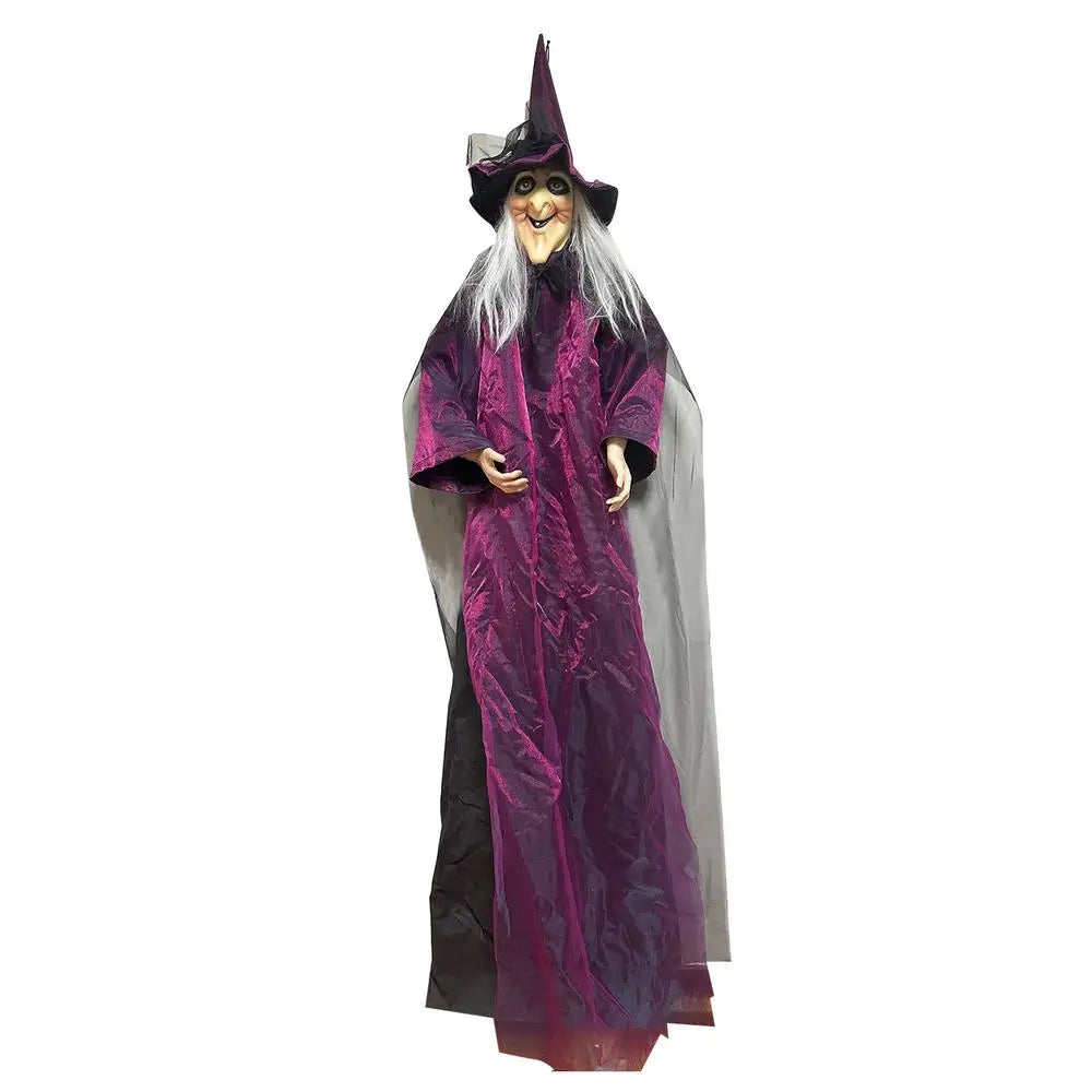 Halloween Decorations Props Life Size Animatronic Witch Sound Activated Screaming Glowing Eyes for Haunted House Party Supplies