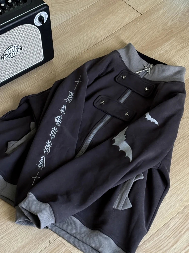 Japanese Printing Sweatshirt Casual Loose Patchwork Streetwear Hoody Coat Y2k Aesthetic Zipper Harajuku Grunge Pocket Hoodies