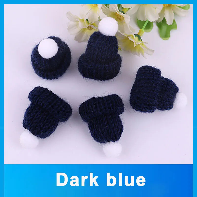 10-50Pcs Mini Knitting Hats Christmas DIY Craft Knitting Doll Hats Mini Wool Hat for Christmas Tree Ornaments DIY Hair Accessory