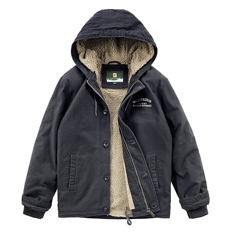 Cold Weather Outdoor Thickened Windproof Warm Men's Cotton Padded Jacket Hooded Streetwear Fashion Casual Parka Winter Coat