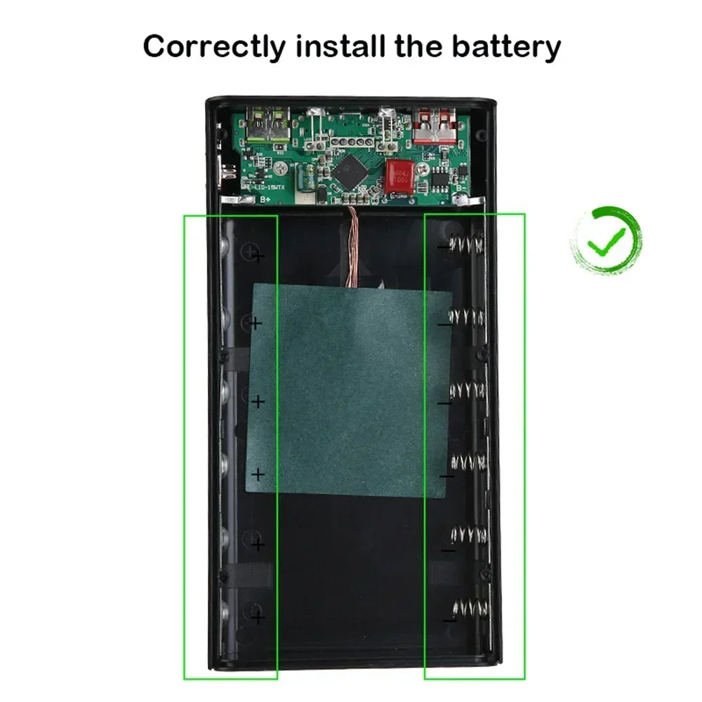 Power Bank Holder DIY Shell Case 21700 Battery Shell Storage Organize Battery Charger Box Dual USB 6x21700 With LED Light