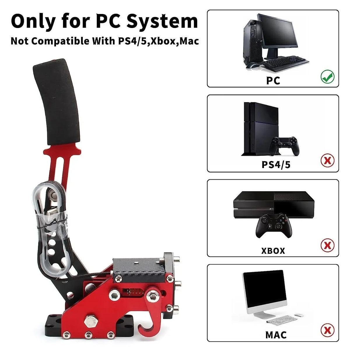 64 Bit USB PC Handbrake SIM Red Blue Black Compatible with Win System For Racing Games G25 G27 G29 T500 T300 G923 G920