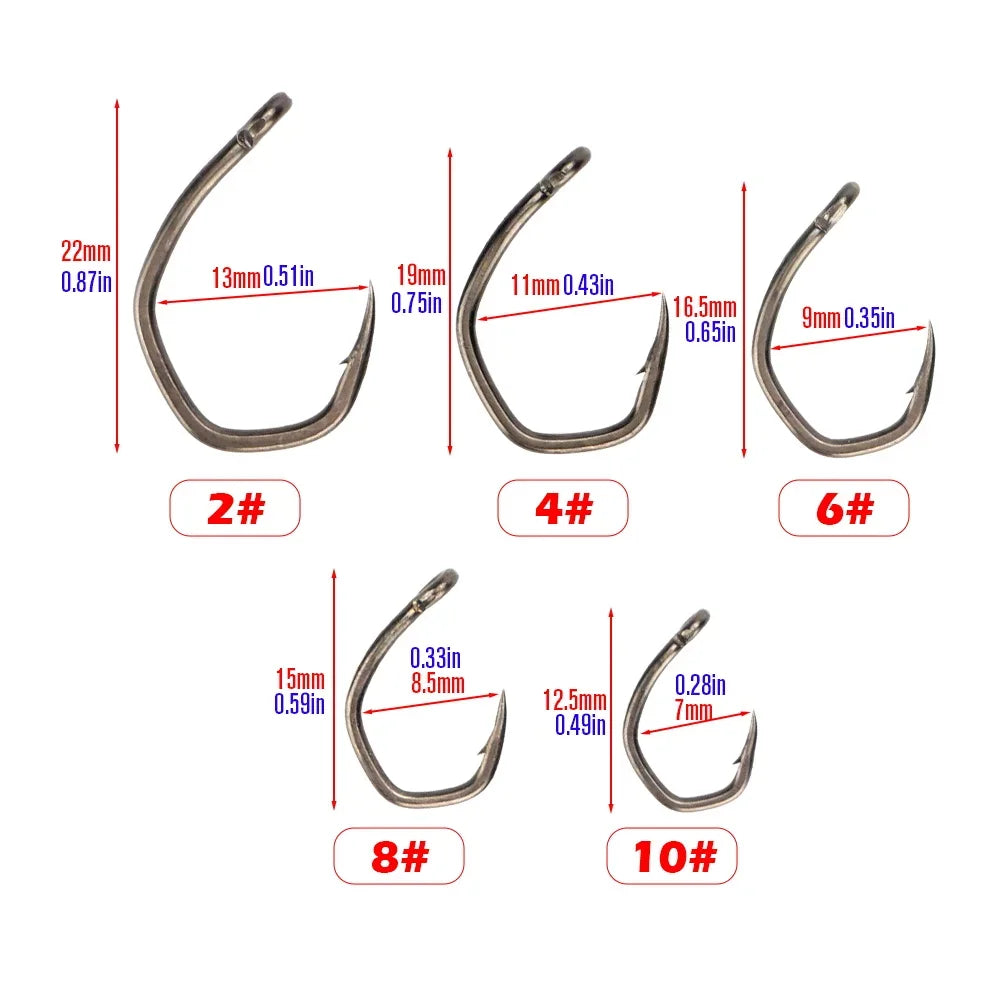 Hirisi 50pcs PTFE Coated High Carbon Stainless Steel Micro Barbed Fish Hook With Eye 8033 Fishing Accessories Spliceable Box