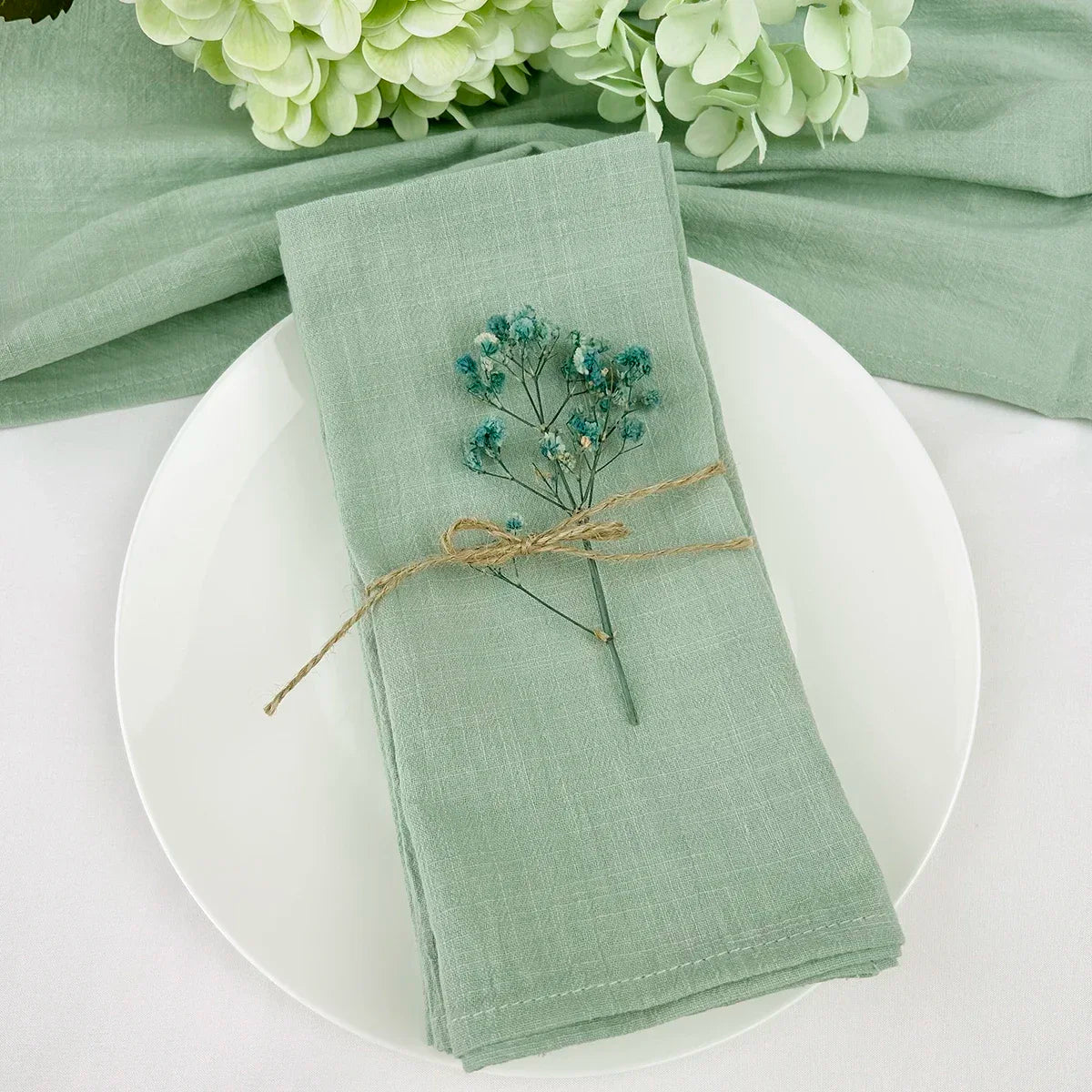 Wholesale 30pcs 30x45cm 100% Cotton Sage Green Napkin Reusable Wedding Party Christmas Table Decor Retro Napkins