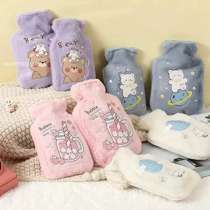 Cartoon Warm Hot Water Bottle Bag Girl Warm Belly Warmer Filled Mini Explosion-proof Portable Winter Reusable Hand Warmer