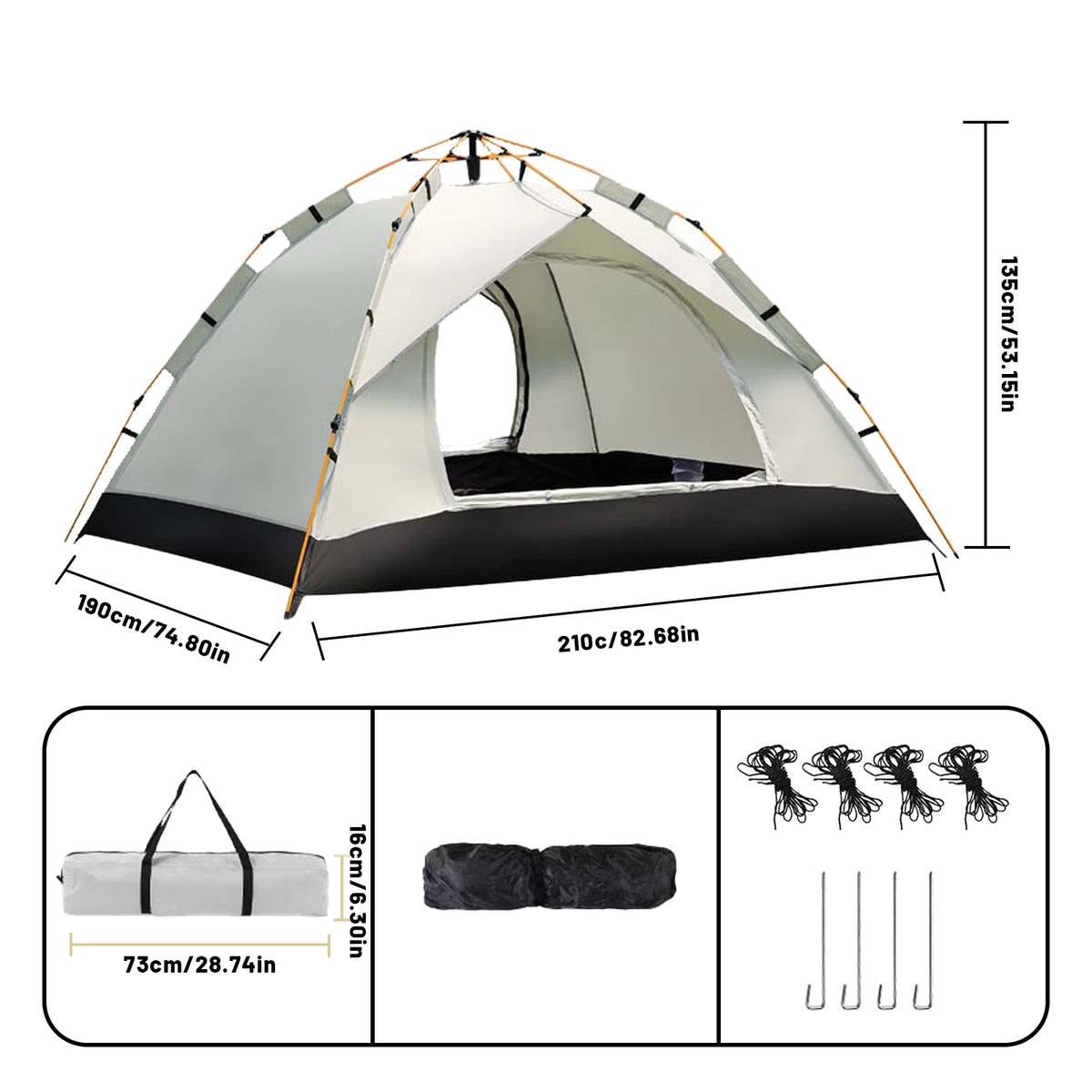 Automatic Quick-opening Tent Outdoor Self-driving Travel Camping Tent Rainproof Sunshine-proof Tent Two Doors without windows