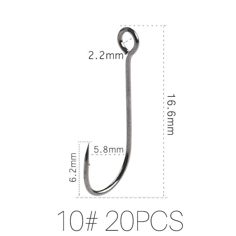 Supercontinent A Barb Hook Fishing Hook Big Ring Carbon Steel Single Hooks Tackle Worm Hooks With Big Eyes Ring 20pcs