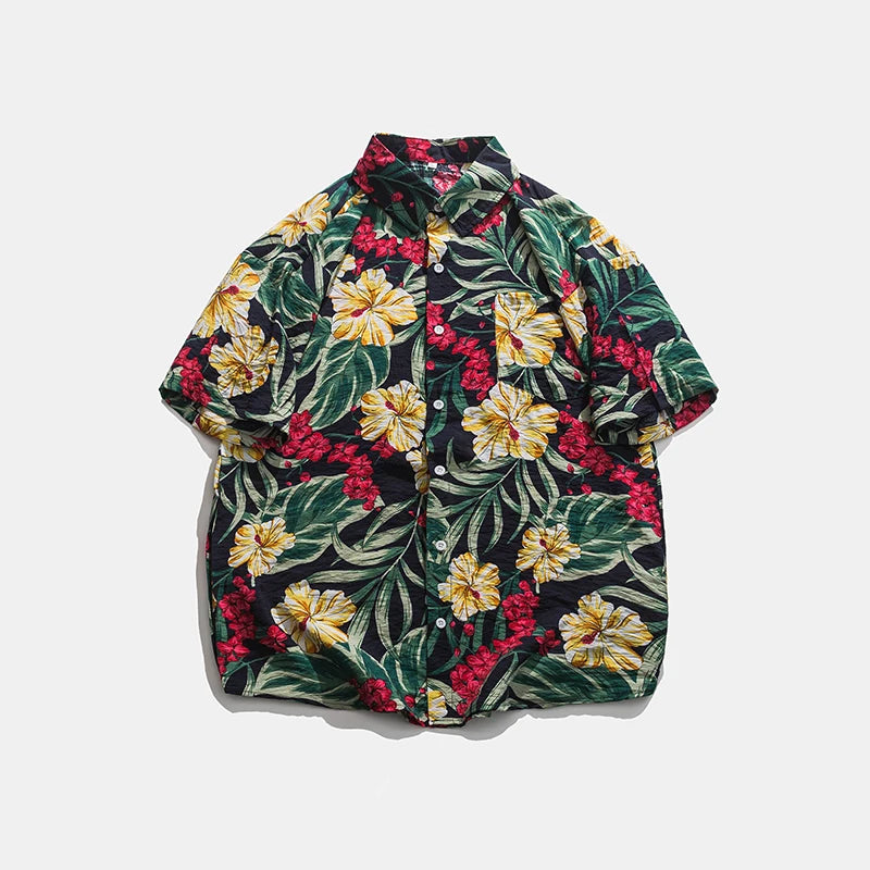 Legible Summer Casual Short Sleeve Shirts Men Floral Shirts Male Flower Loose Hawaiian Shirts Man