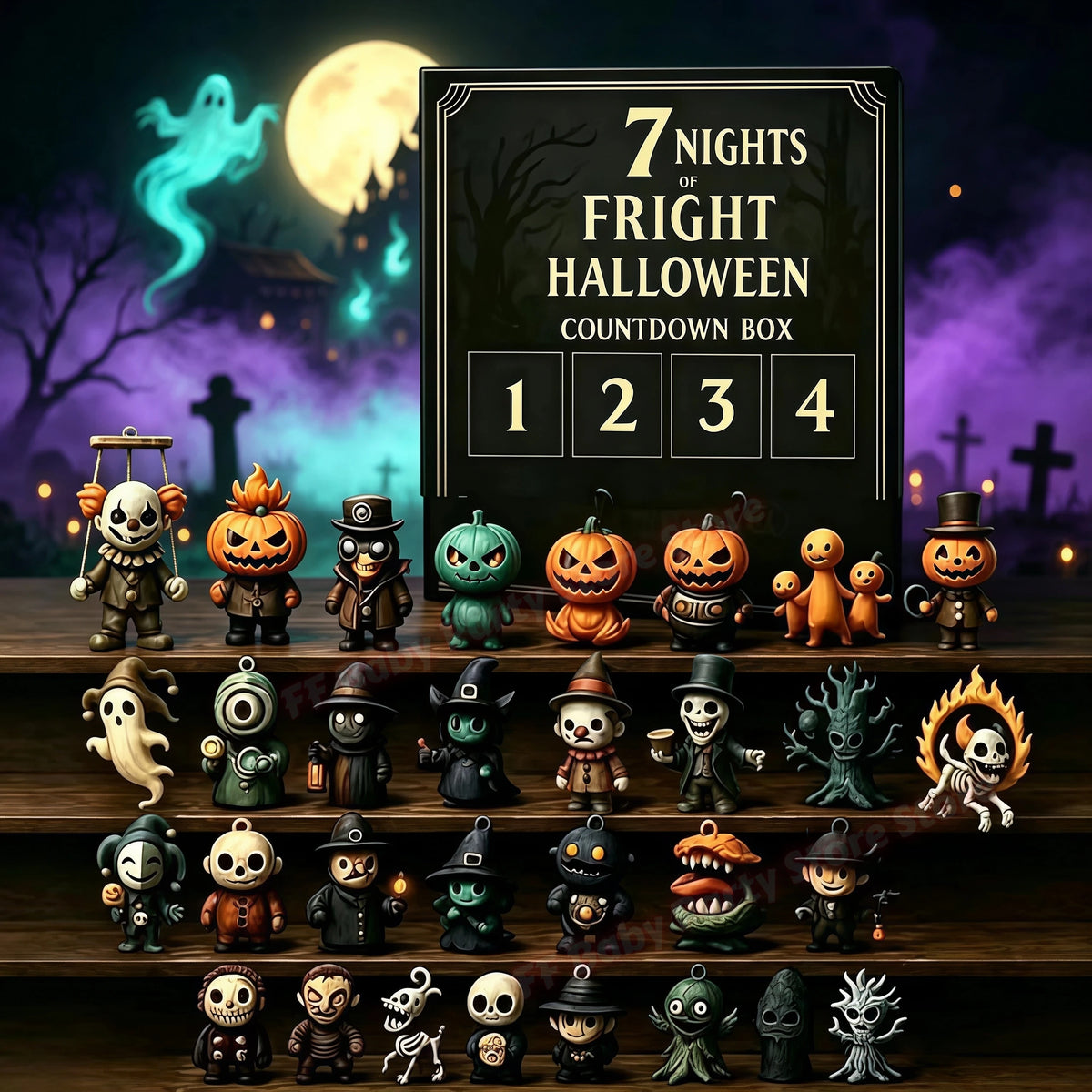 Halloween Advent Calendar 2026 31 Nights of Fright Halloween Countdown Box with 3D Mini Spooky Figurines Halloween Party Gift