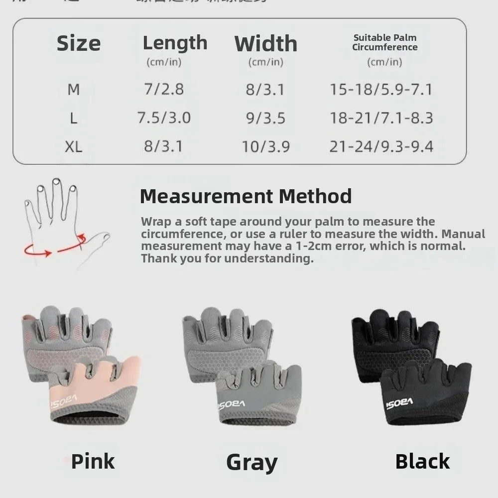 1 Pair Anti-Slip Gym Half Finger Gloves Weight Lifting Grips Anti-callus Palm Protection Yoga Sports Gymnastics Grips Workout