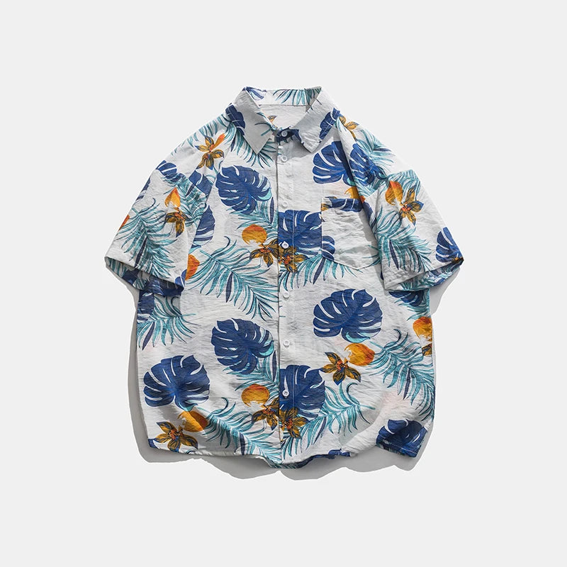 Legible Summer Casual Short Sleeve Shirts Men Floral Shirts Male Flower Loose Hawaiian Shirts Man