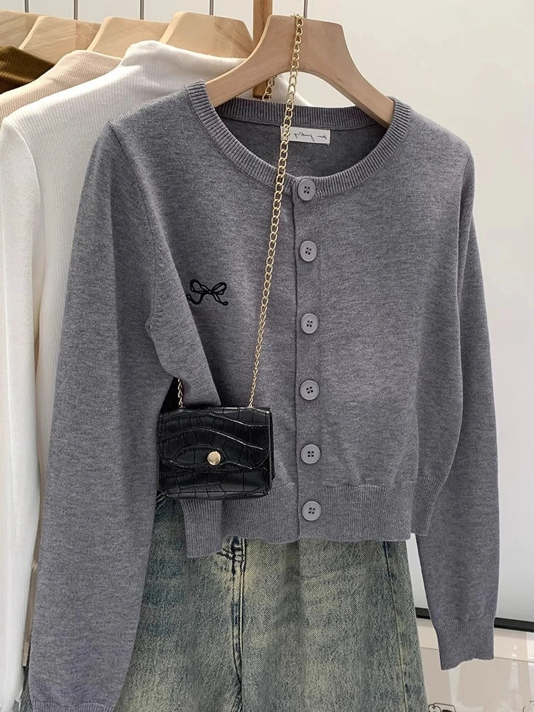 2026 Autumn Winter Women Sweater Embroidered Flattering Knit Women Cardigan Korean Chic Unique Design Knit Sweater Outerwear Top
