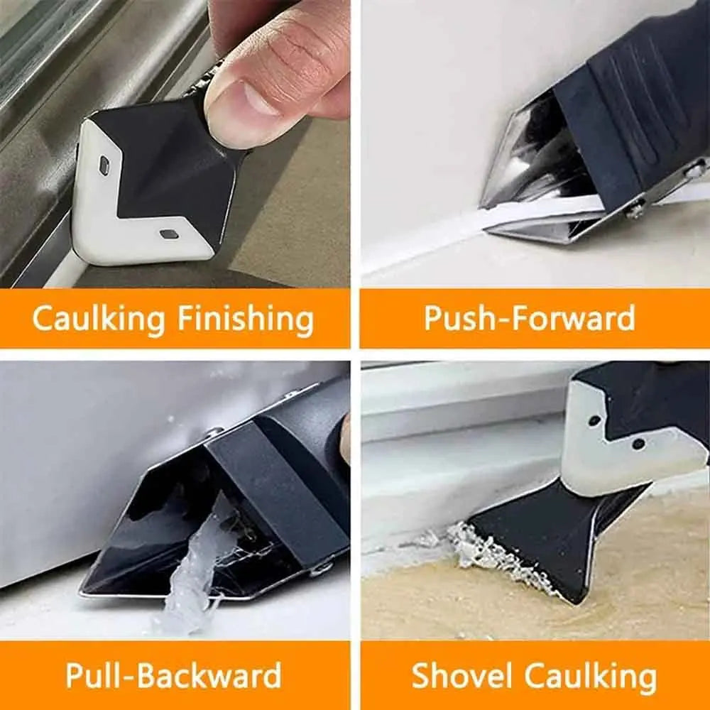 5 in 1 Silicone Scraper Squeegee Glue Remover Multi-functional Metal Head Shovel Glue Tool Spatula Caulk Window Cleaning Tools