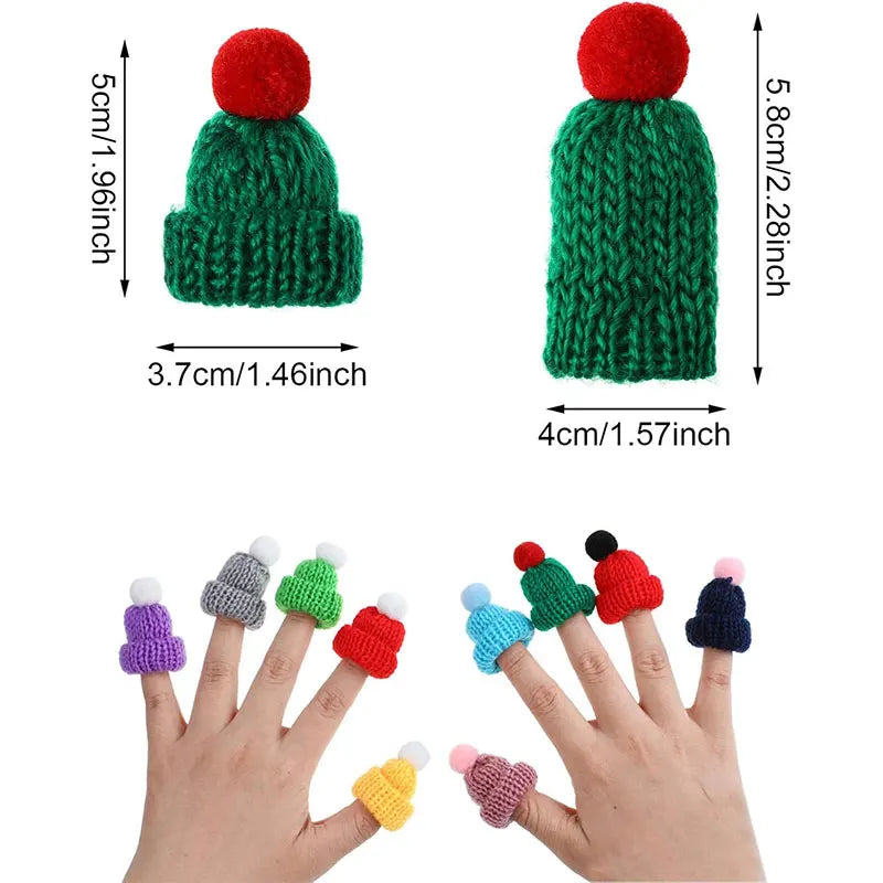 10-50Pcs Mini Knitting Hats Christmas DIY Craft Knitting Doll Hats Mini Wool Hat for Christmas Tree Ornaments DIY Hair Accessory