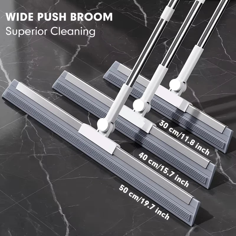 Heavy-Duty Floor Broom & Pet Hair Remover - Non-Stick Bristles Long Ergonomic Handle - Widened Lengthened for All Floors & Glass