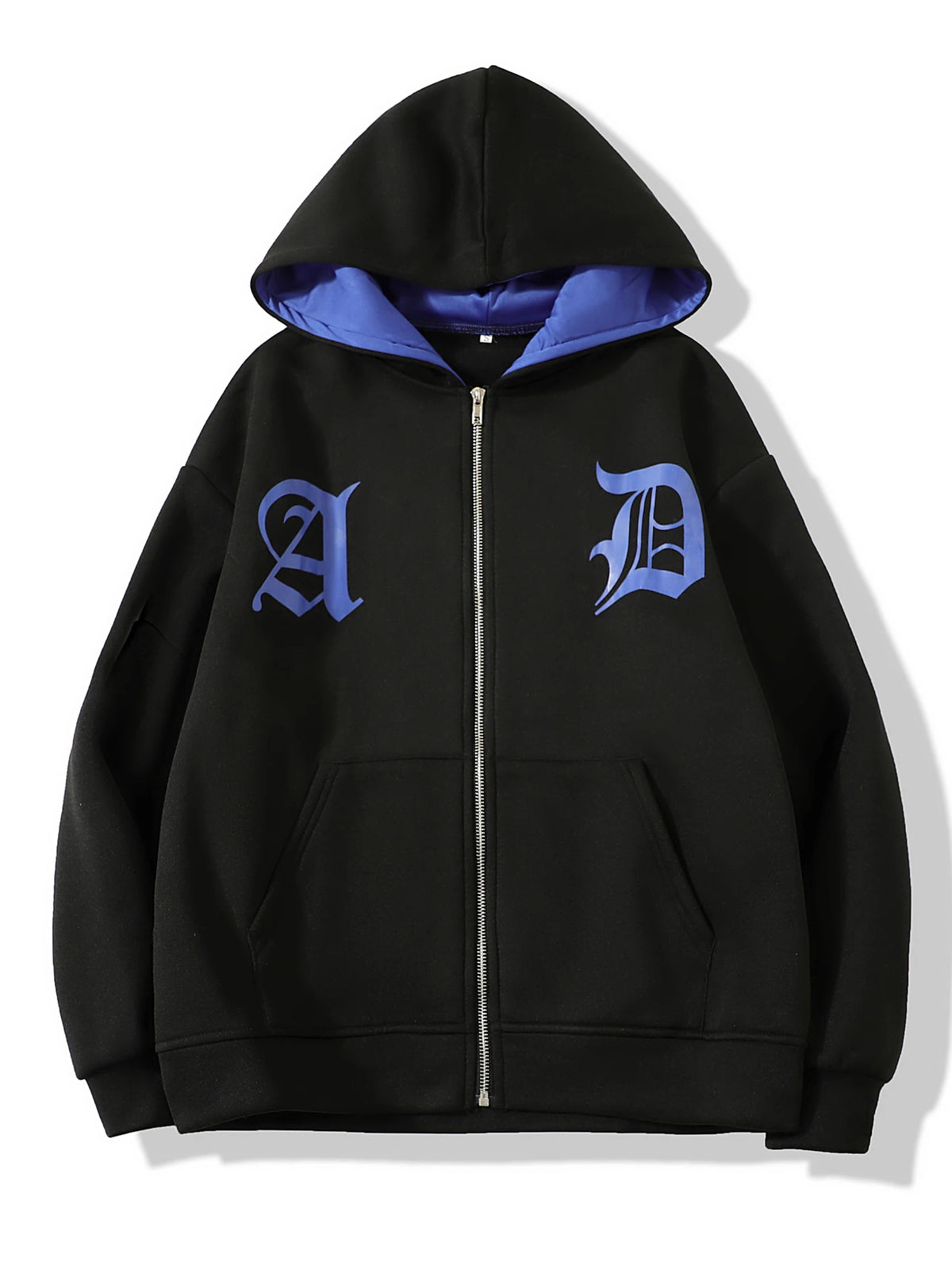 Y2k Zip-Up Hoodies Women Harajuku Grey Goth Grunge Oversized Sweatshirts Letter Embroidery Jacket Coat Kawaii Hip Hop Streetwear