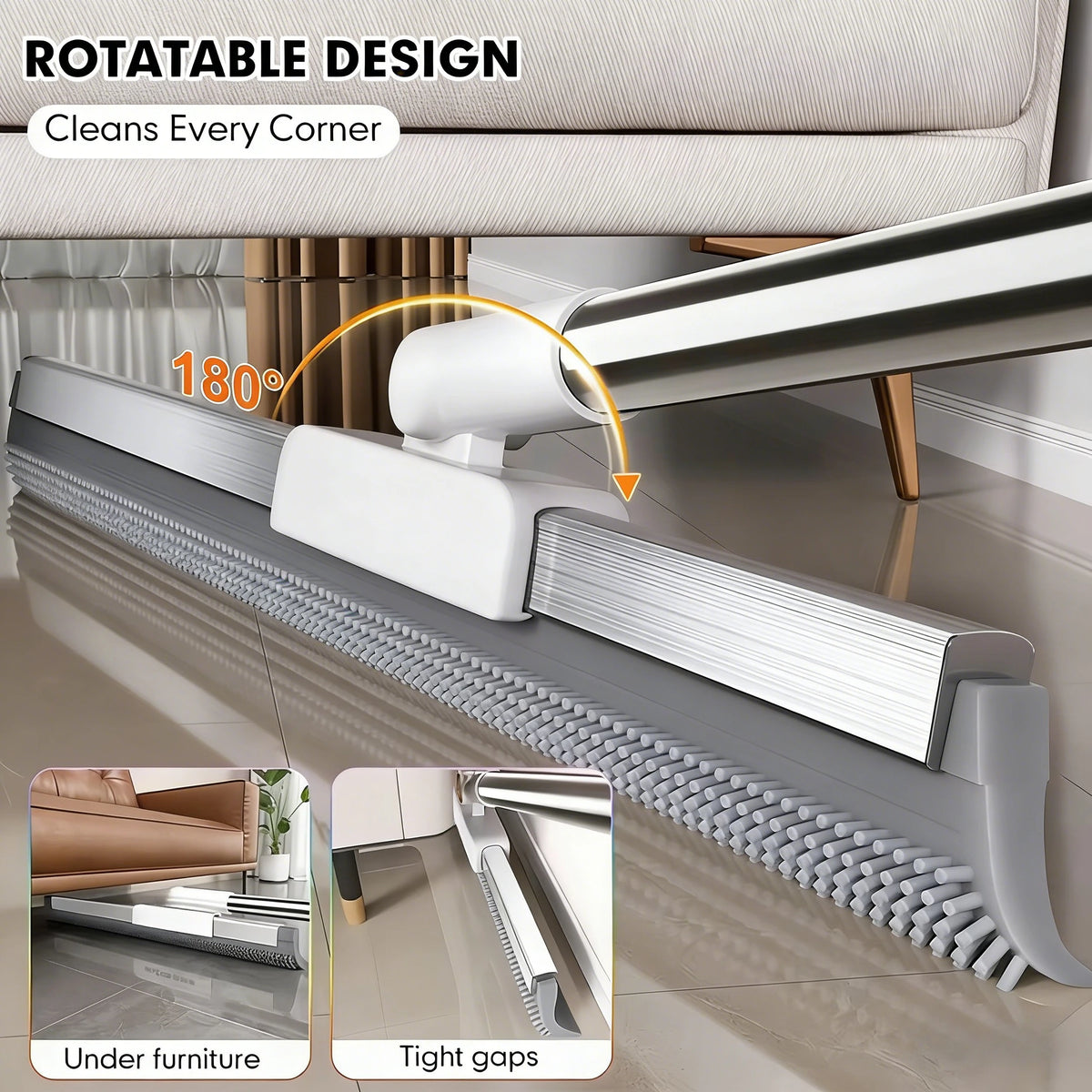 Heavy-Duty Floor Broom & Pet Hair Remover - Non-Stick Bristles Long Ergonomic Handle - Widened Lengthened for All Floors & Glass
