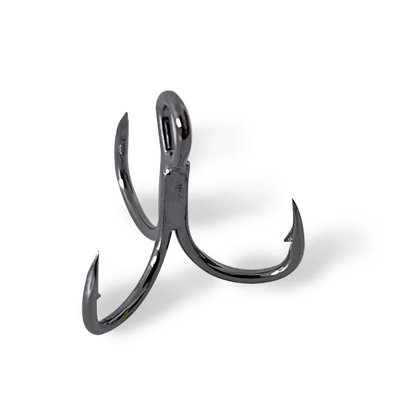 50Pcs High carbon steel black nickel round body sharp three anchor hooks fishing accessories