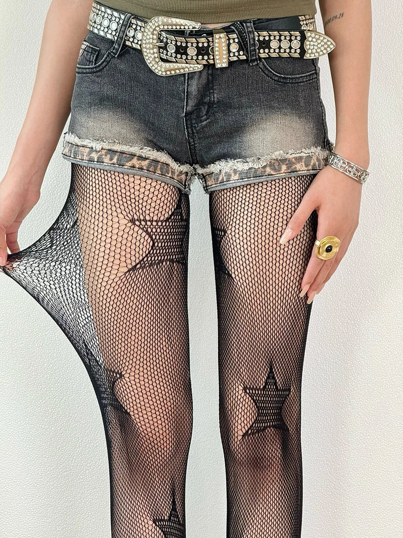 Woman Girls Fashion Punk Gothic  Fishnet Stockings Snake Skull Striped Mesh Tights Panties Lolita Plus Size Pantyhose Leggings
