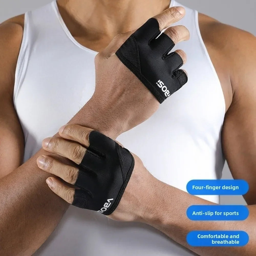 1 Pair Anti-Slip Gym Half Finger Gloves Weight Lifting Grips Anti-callus Palm Protection Yoga Sports Gymnastics Grips Workout