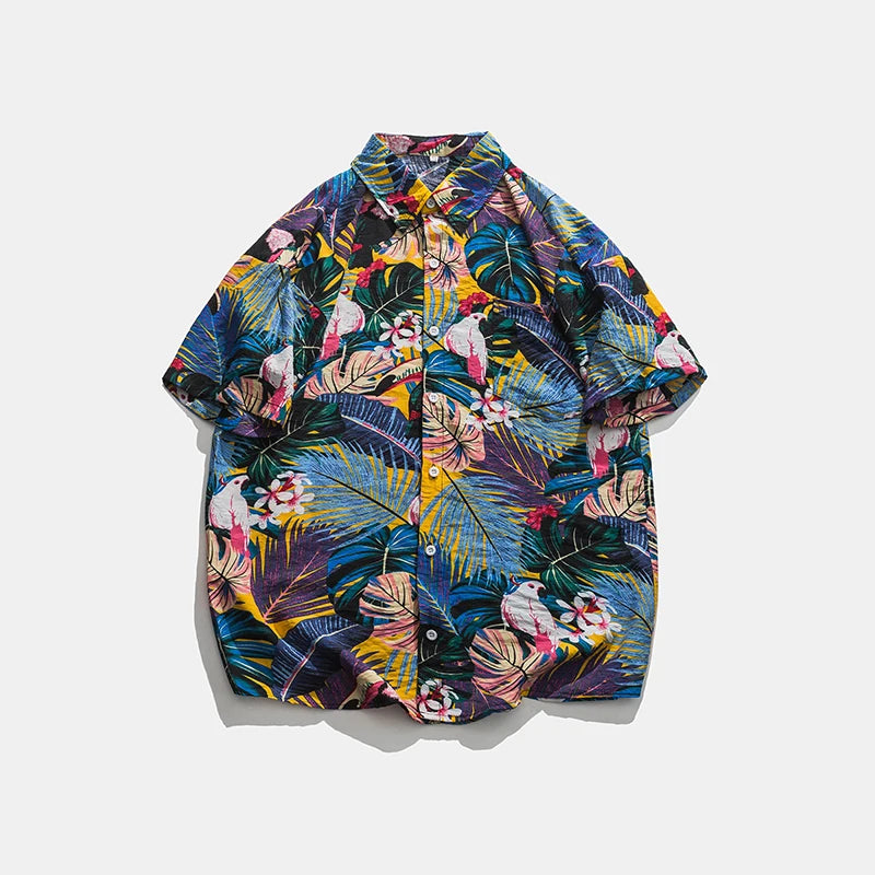 Legible Summer Casual Short Sleeve Shirts Men Floral Shirts Male Flower Loose Hawaiian Shirts Man