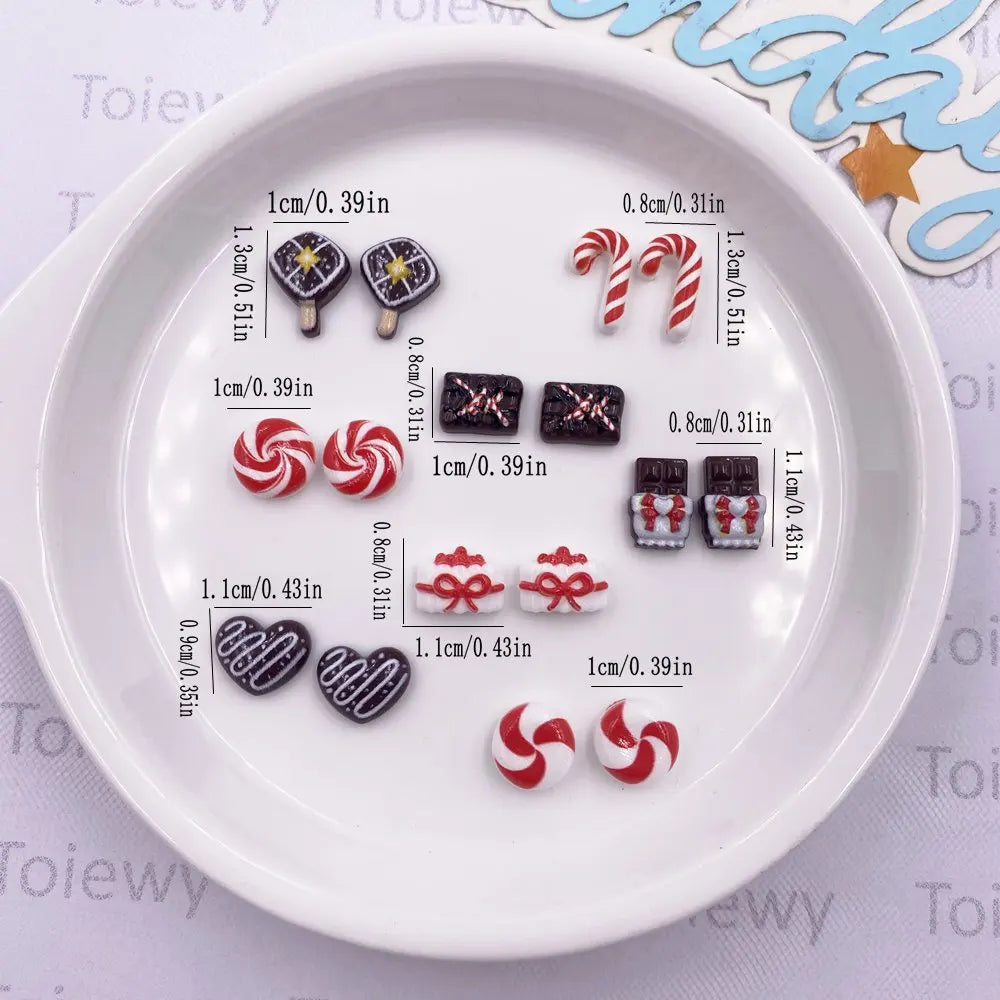 50pcs Resin Mini Colorful Christmas Decor Cartoon Magic Wand Cake Popsicle Figurine Flatback Stone Nail Art Scrapbook DIY Crafts