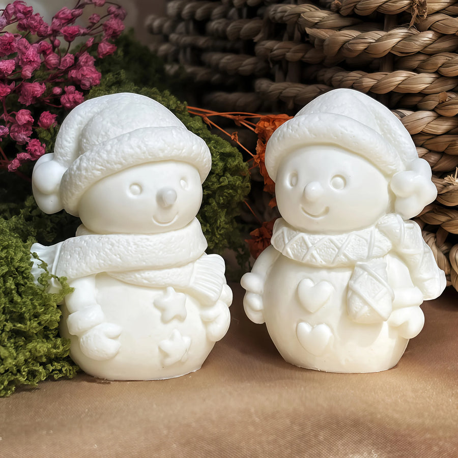 3D Snowman Silicone Resin Mold with Heart-Shaped Cutout and Expressive Eyes,Soap, and Plaster; Christmas Decorations, Scented