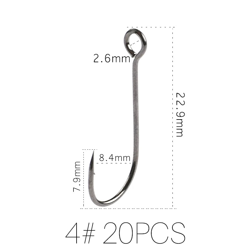 Supercontinent A Barb Hook Fishing Hook Big Ring Carbon Steel Single Hooks Tackle Worm Hooks With Big Eyes Ring 20pcs