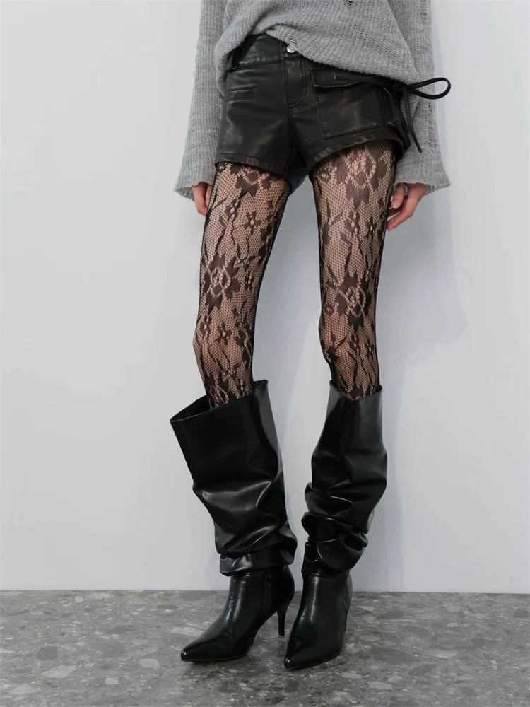 Woman Girls Fashion Punk Gothic  Fishnet Stockings Snake Skull Striped Mesh Tights Panties Lolita Plus Size Pantyhose Leggings