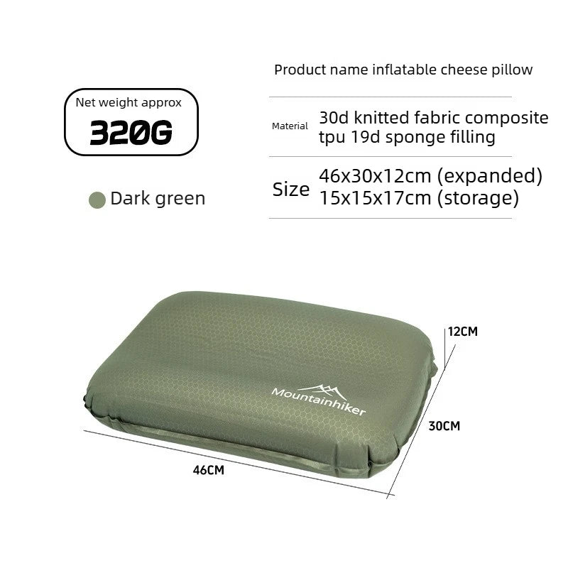 MOUNTAINHIKER Camping Pillow Portable Self Inflating Sleeping Pillow Ultralight Sponge Compact Pillow Outdoor Travel Neck Pillow