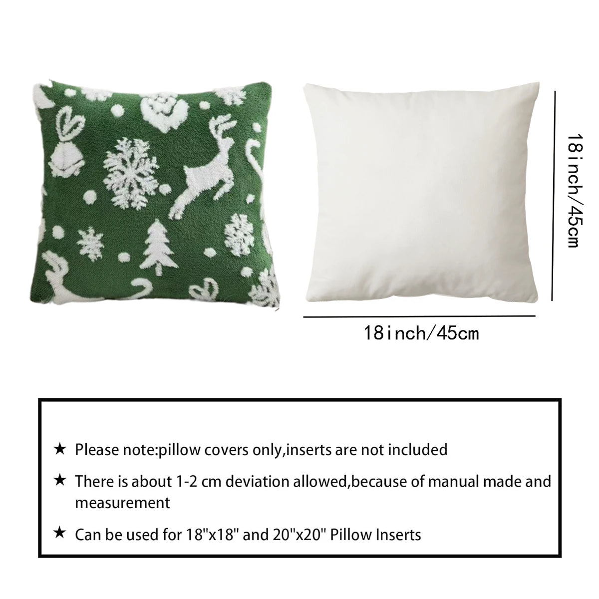 1pc 3D Christmas Pillow Covers, imitation reindeer, 3D Christmas tree, snowflakes, stars, little bell pattern pillowcase cover