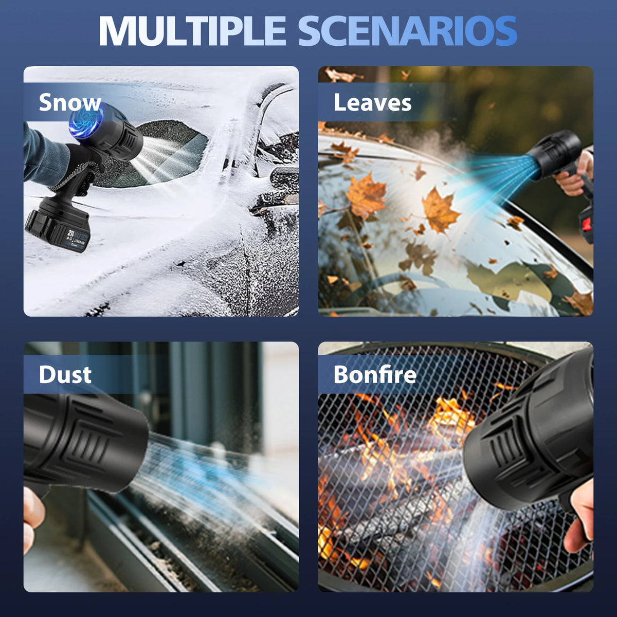 21V Electric Blower 80000 RPM 850W Portable Handheld Turbo Fan Blower Tool With Battery for Patio Cleaning Lawn Care Leaves Dust